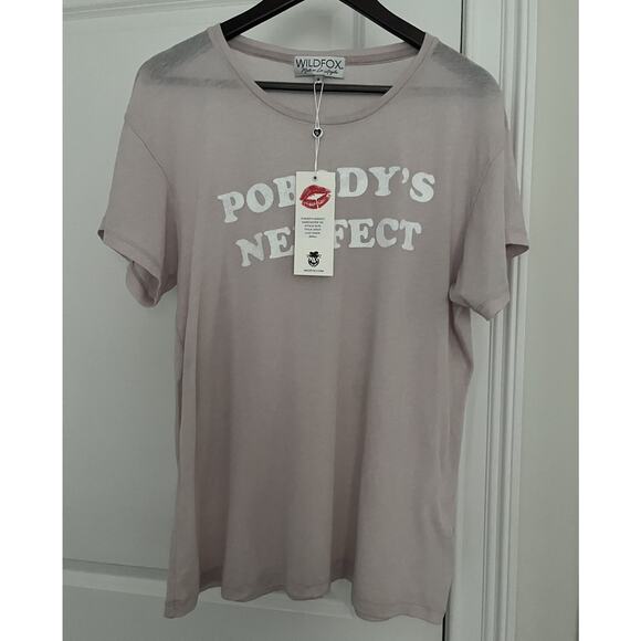 Wildfox Pobody’s Nurfect Manchester Tee Sz. S NWT lilac - Picture 2 of 7